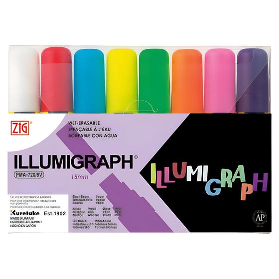 Imagem de Marcador Zig Illumigraph Kuretake 08 Cores 15mm