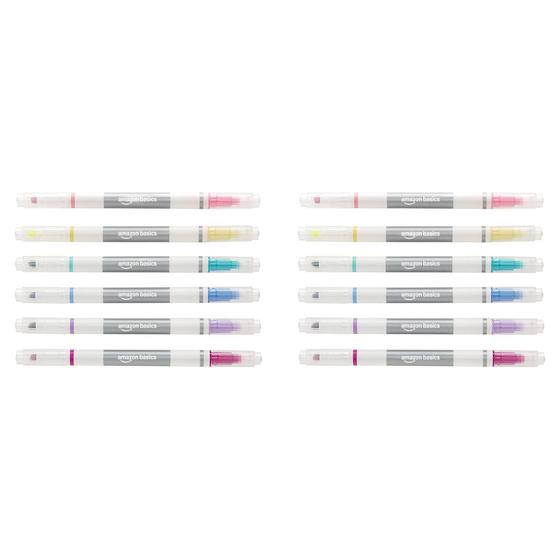 Imagem de Marcadores Apagáveis Amazon Basics Dual Tip - Pacote com 12