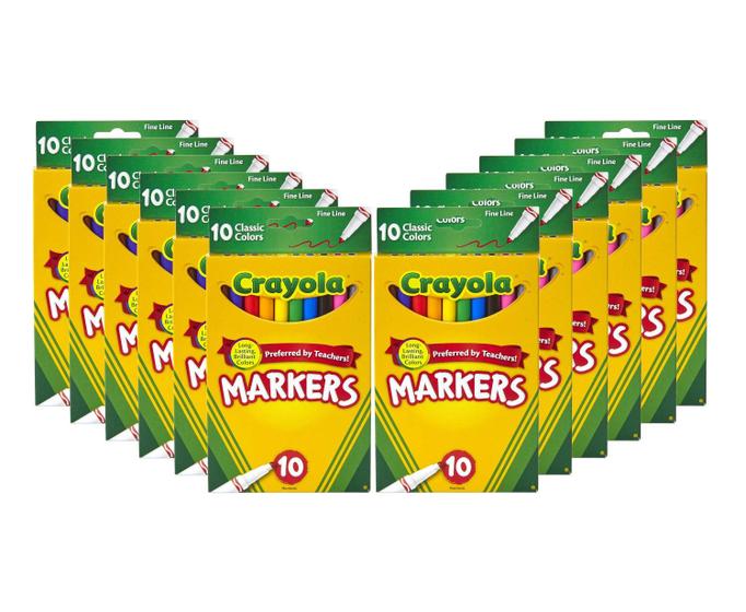 Imagem de Marcadores Crayola Fine Line - 12 Unidades com 10 Cores - Para Crianças a partir de 3 Anos