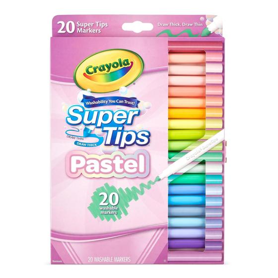 Imagem de Marcadores Crayola Pastel Super Tips, laváveis, pacote com 20