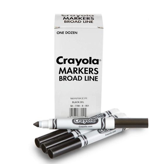 Imagem de Marcadores de Linha Grossa Crayola - Pretos - Pacote com 12 Unidades