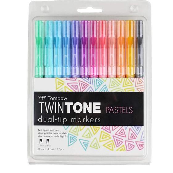 Imagem de Marcadores De Texto Dupla Face Tombow Cores Pastéis 12 Unid