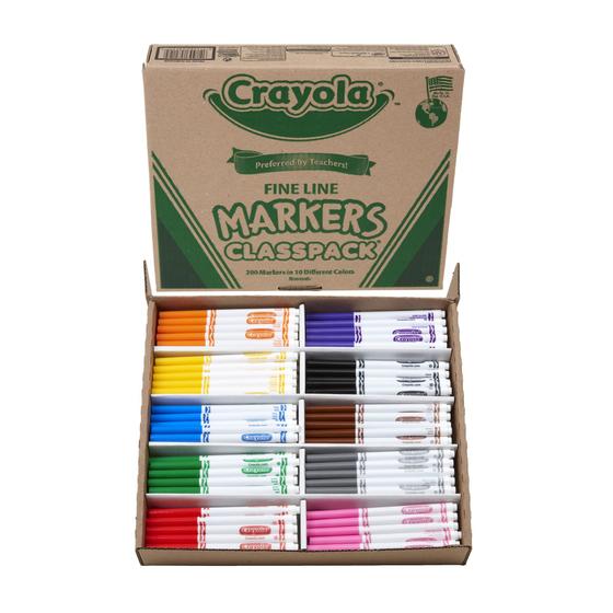 Imagem de Marcadores Finos Crayola - Pack Escolar com 200 Unidades (10 Cores)