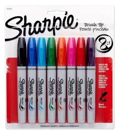 Imagem de Marcadores Permanente Brush Tip com 8 Cores Sharpie 1810703