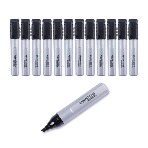 Imagem de Marcadores permanentes Amazon Basics Black, pacote com 12