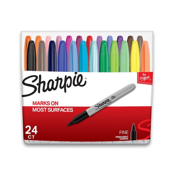 Imagem de Marcadores permanentes Sharpie Fine Point, cores variadas 24