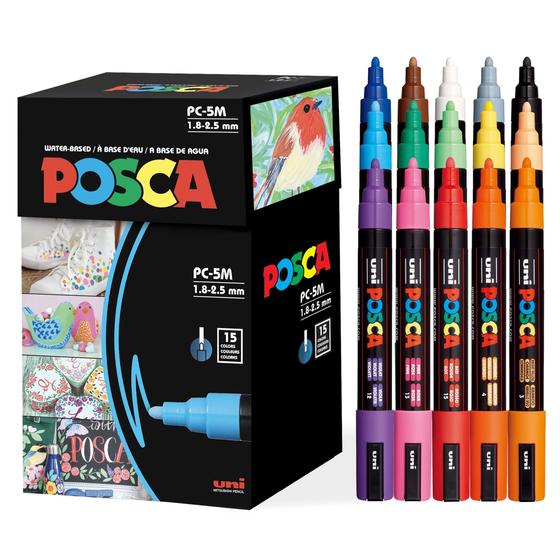 Imagem de Marcadores Posca 5M Medium - Set com 15 Cores e Pontas Reversíveis