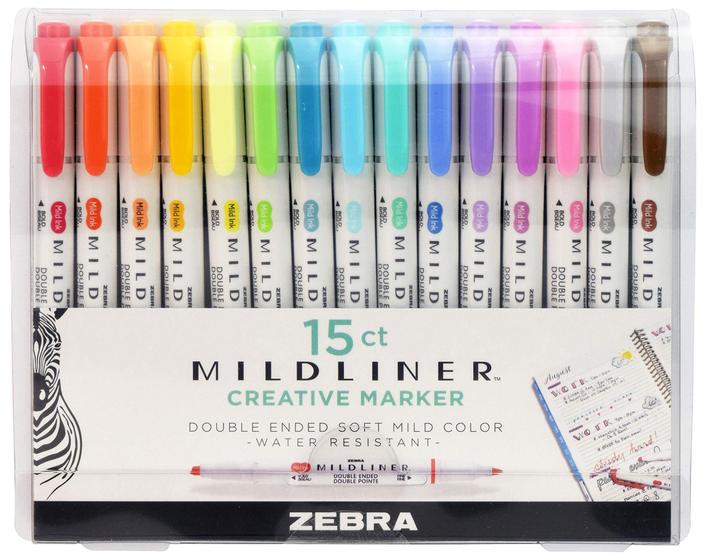 Imagem de Marcadores Zebra Pen Mildliner Double End - Conjunto com 15