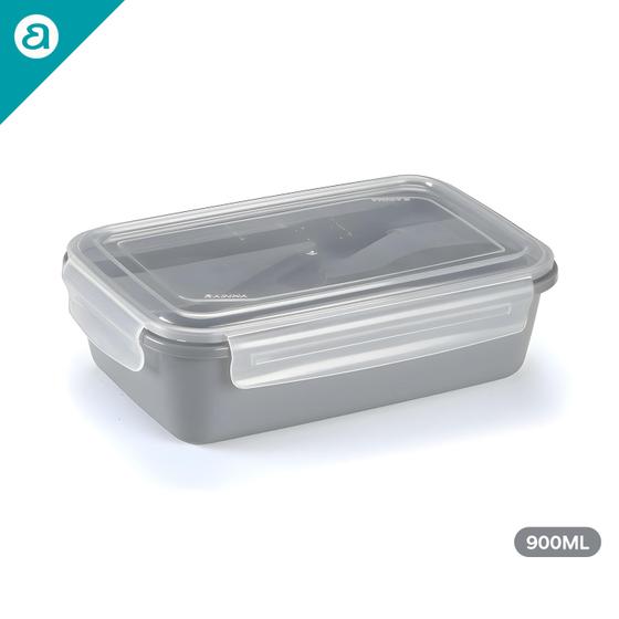 Imagem de Marmita 900ml c/ Porta Talheres e Travas Pote Reutilizável Micro-ondas Freezer Plástico BPA Free