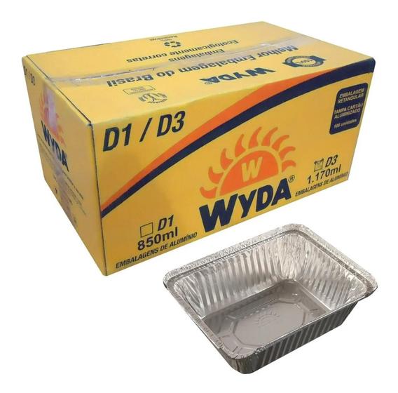 Imagem de Marmita/Bandeja De Alumínio Retangular D3 1170ml caixa com 100 Unidades