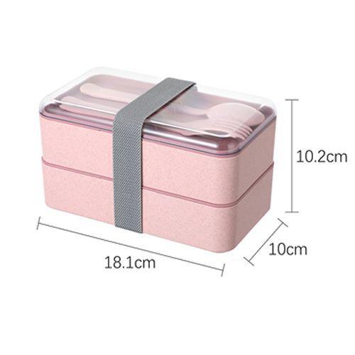 Imagem de Marmita, Bento Box Dupla 1000ml. Com Talher Cor Rosa