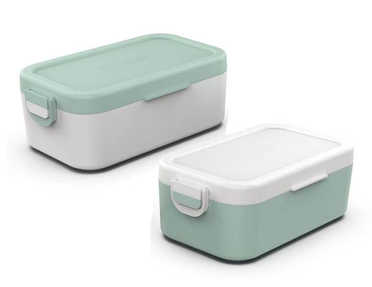 Imagem de Marmita Bento box simples 1 pote 600 ml com talheres lancheira trava