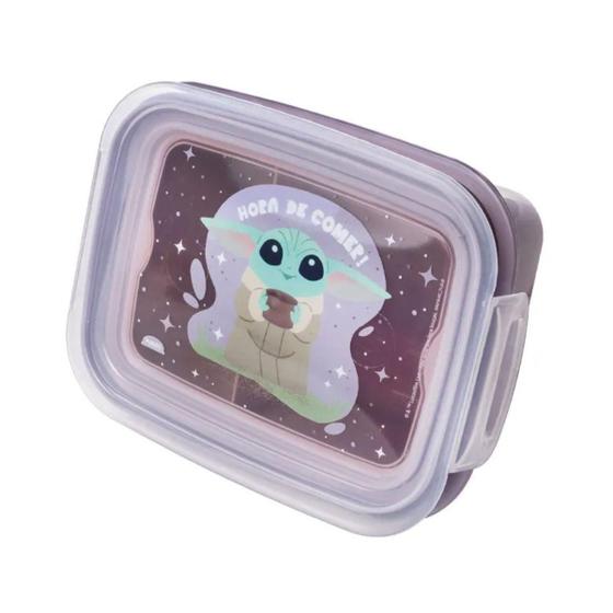 Imagem de Marmita De Plástico Com Trava 630Ml Star Wars Grogu Plasútil