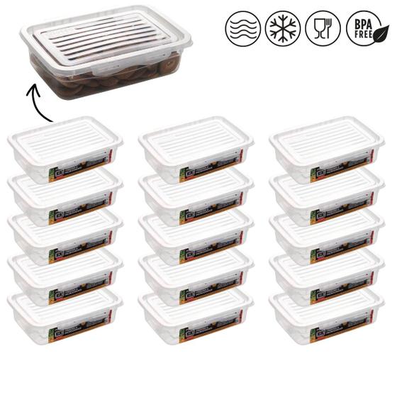 Imagem de Marmita Fit Reutilizável c/ Travas Jogo de Pote Hermético Kit com 15  Microondas Freezer