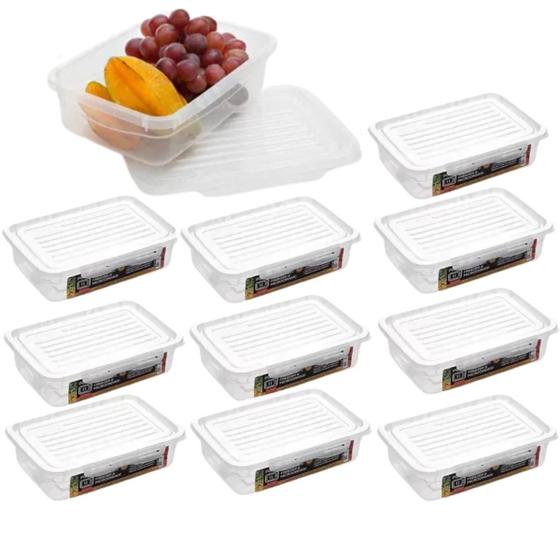 Marmita Fit Reutilizável c/ Travas Kit 10 Pote Hermético Resistente Microondas Freezer Bpa Free Menor preço em Marmita Fit Reutilizável c/ Travas Kit 10 Pote Hermético Resistente Microondas Freezer Bpa Free