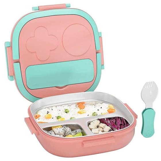 Imagem de Marmita Lancheira Térmica Infantil Bento Talheres 3 Compartimentos - Mundo Thata