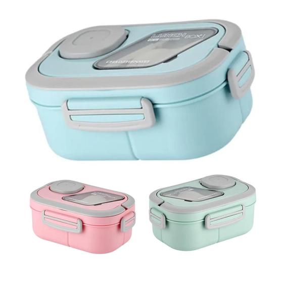 Imagem de Marmita Pote Bento Lancheira Divisória Hermético Talher 