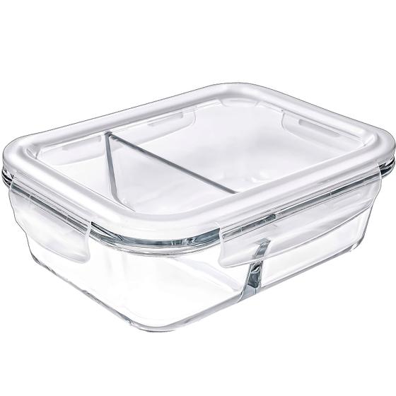 Imagem de Marmita Retangular Pote De Vidro Hermetico 1L Com Vedação Disivoria - Mimo Style