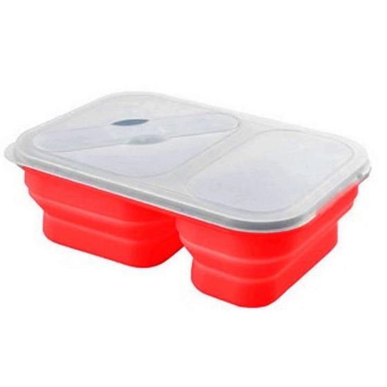 Imagem de Marmita Retrátil de Silicone c/ Divisória 3 em 1 VM -Quanhe