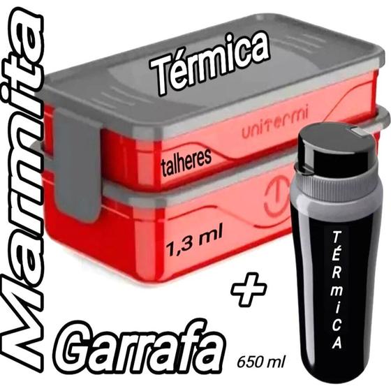 Imagem de Marmita  térmica  com talher  e Garrafa Térmica  650ml