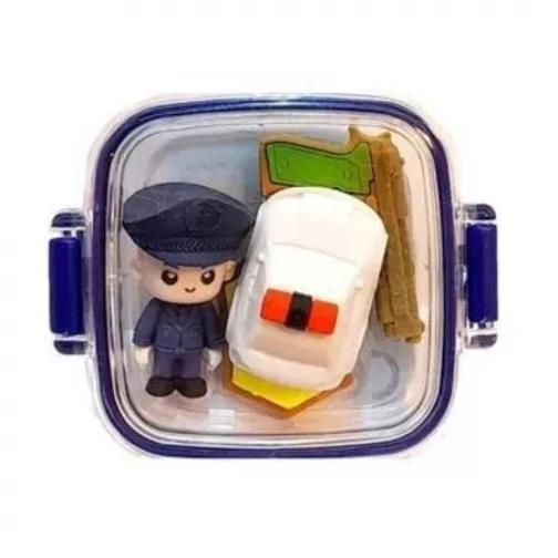 Imagem de Marmitinha com 4 Borrachas Kawaii Policial - Colorido