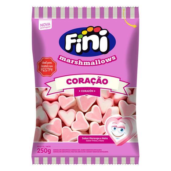 Imagem de Marshmallow Coração Morango e Nata Fini - 250g