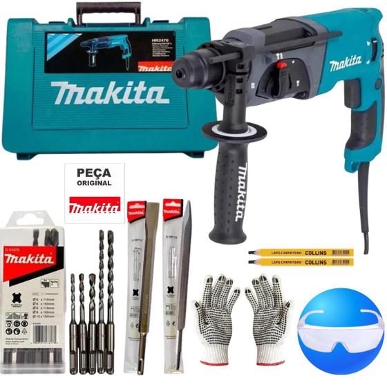 Imagem de Martelete combinado 24mm (15/16 pol) hr2470 makita 127v + kit