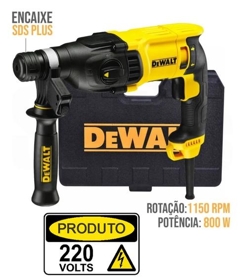 Martelete Combinado Rotativo Rompedor Sds-plus 800w 2,6j D25133k Dewalt - 220v Menor preço em Martelete Combinado Rotativo Rompedor Sds-plus 800w 2,6j D25133k Dewalt - 220v