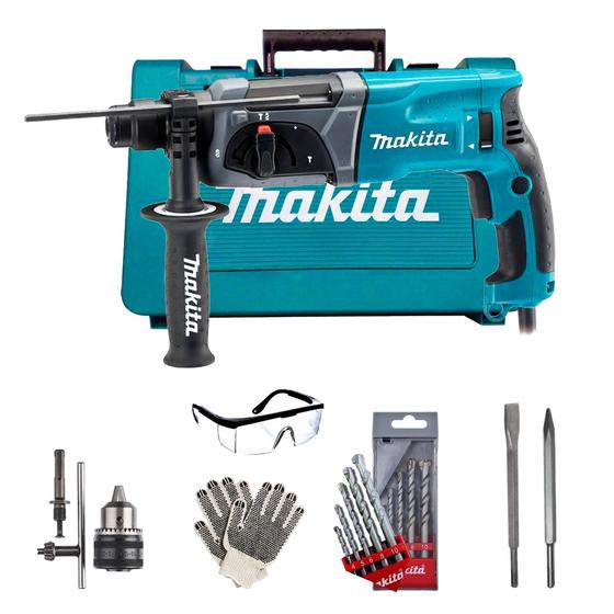 Martelete Combinado Sds HR2470 800w Makita kit de Ferramentas kit 8 Menor preço em Martelete Combinado Sds HR2470 800w Makita kit de Ferramentas kit 8