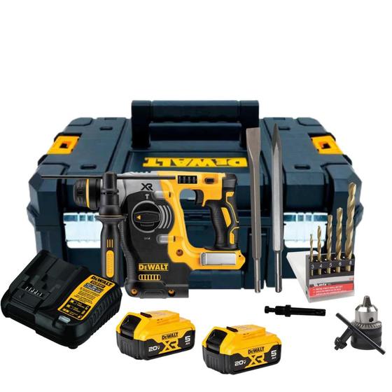 Imagem de Martelete Rompedor Dewalt Sds Plus 2 Baterias 20v Dch273 10 Acessórios