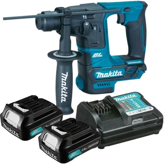 Imagem de Martelete Rotativo 2 Baterias 12v Makita Sds Plus Hr166dz Com Carregador Bivolt