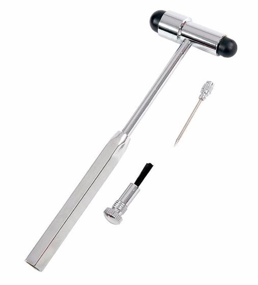 Imagem de Martelo Neurologico Buck Para Reflexos Com Pincel E Agulha - 18 cm - Weldon Stainless Steel