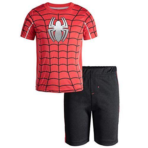 Imagem de Marvel Avengers Spiderman Toddler Boys' Athletic T-Shirt & Mesh Shorts Set, Vermelho (4T)