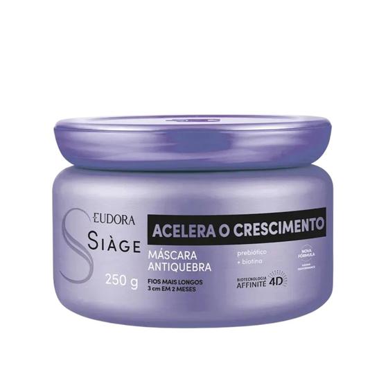 Imagem de Máscara Acelera o Crescimento dos Cabelos Antiqueda Fortalecimento Capilar 250g Eudora Siàge