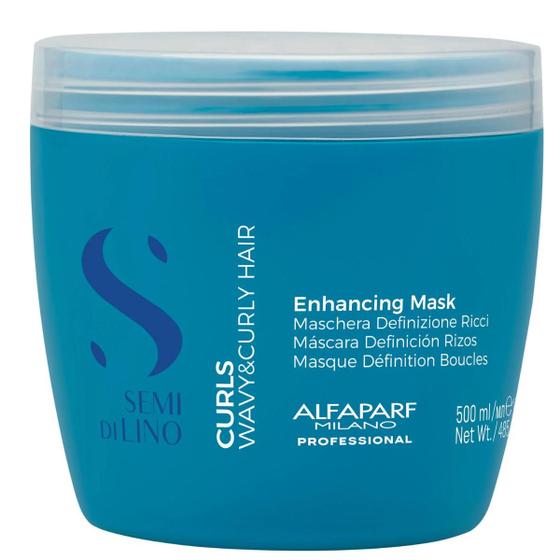 Imagem de Máscara Alfaparf Semi Di Lino Curls Low 500ml hidrata nutre define cachos ondulados macios e controlados