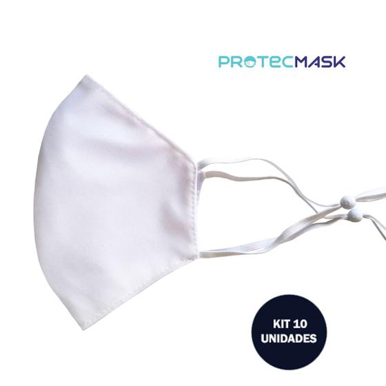 Imagem de Máscara Antiviral Reutilizável Regulável 3 Camadas ProtecMask Branca 10 Unid