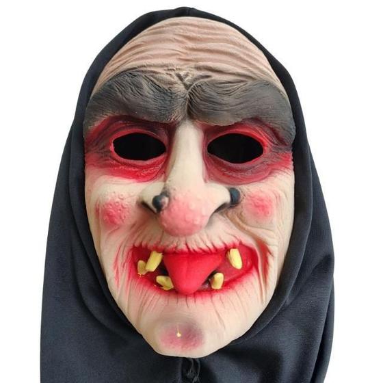 Imagem de Máscara Bruxa Velha Nariguda Banguela Terror Halloween Susto