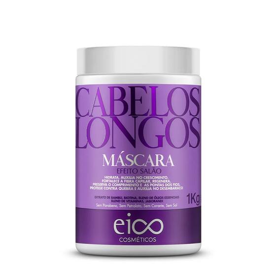 Máscara Cabelos Longos Tratamento Capilar Eico Cosméticos 1kg Efeito Salão Tratamento Profissional Crescimento dos Fios Menor preço em Máscara Cabelos Longos Tratamento Capilar Eico Cosméticos 1kg Efeito Salão Tratamento Profissional Crescimento dos Fios