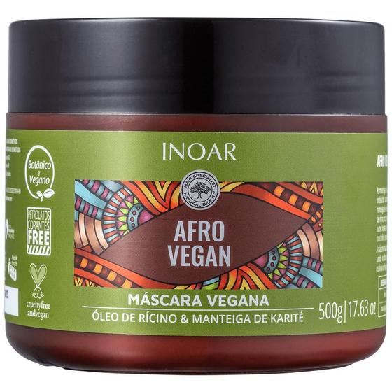 Imagem de Máscara Cachos Hidratante Vegano Inoar Afro Vegan - 500G