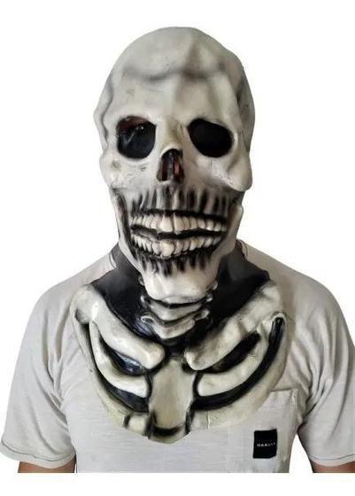 Imagem de Máscara Caveira Esqueleto Com Peitoral Halloween Carnaval