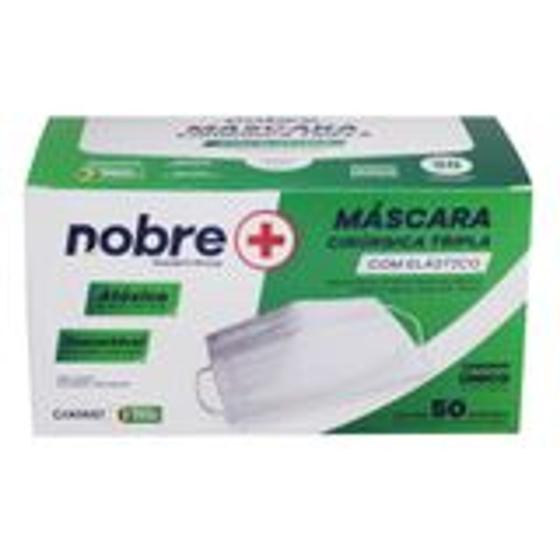 Máscara Cirúrgica Descartável Tripla com Elástico e Anvisa Caixa com 50 Und. NOBRE-Cor:Branca Menor preço em Máscara Cirúrgica Descartável Tripla com Elástico e Anvisa Caixa com 50 Und. NOBRE-Cor:Branca