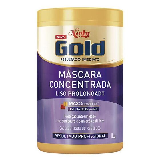 Máscara Concentrada Niely Gold Liso Prolongado 1kg Cuidados com o