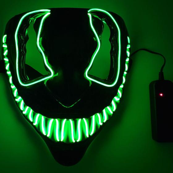 Imagem de Mascara Cosplay Venom Led Neon Luminosa Fantasia Com Elástico Leve Spider Venobat Balada Festa Assustador Terror Anti Herói