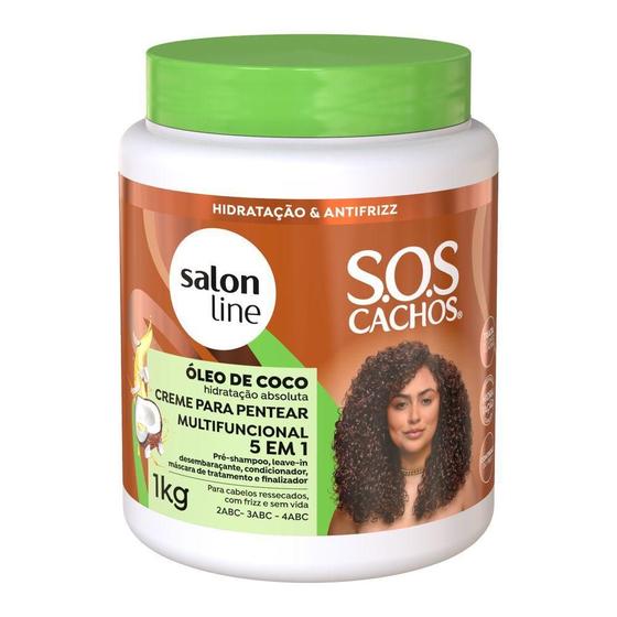 Imagem de Máscara Creme Pentear Condiciona Coco Cachos Salon Line 1kg