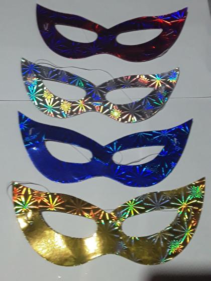 Máscara de carnaval Holografica de papel- C/10 unidades Menor preço em Máscara de carnaval Holografica de papel- C/10 unidades