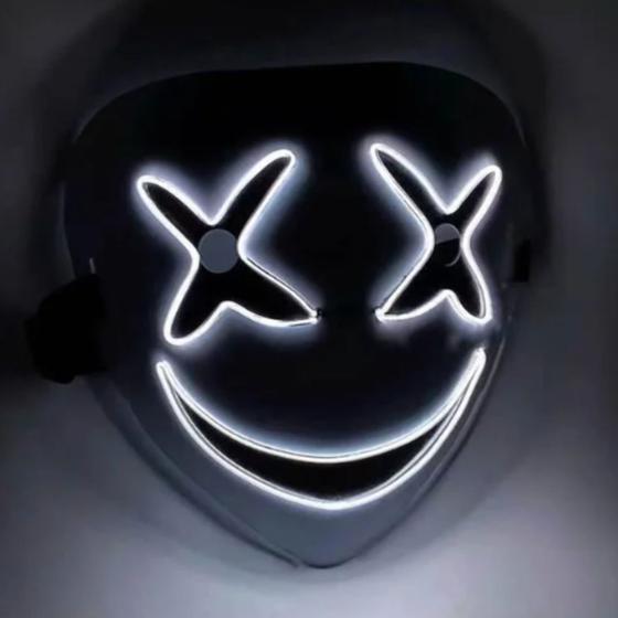 Imagem de Mascara de Festa Led Neon Hiruko Black Bullet Cosplay Halloween Smiling Clown
