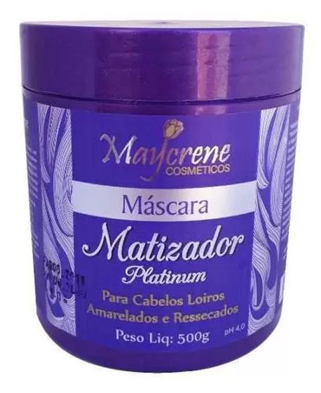 Imagem de Máscara de hidratação matizadora para cabelos loiros maycrene platinum 500g