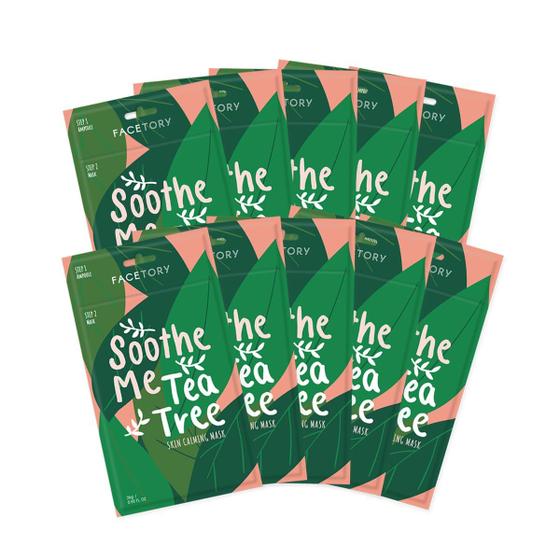 Imagem de Máscara de lençol FACETORY Soothe Me Tea Tree Skin Care, pacote com 10