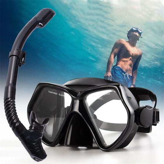Imagem de Máscara de Mergulho Kit Óculos Antiembaçante Snorkel Respirador Com Válvula à Prova D'água Original