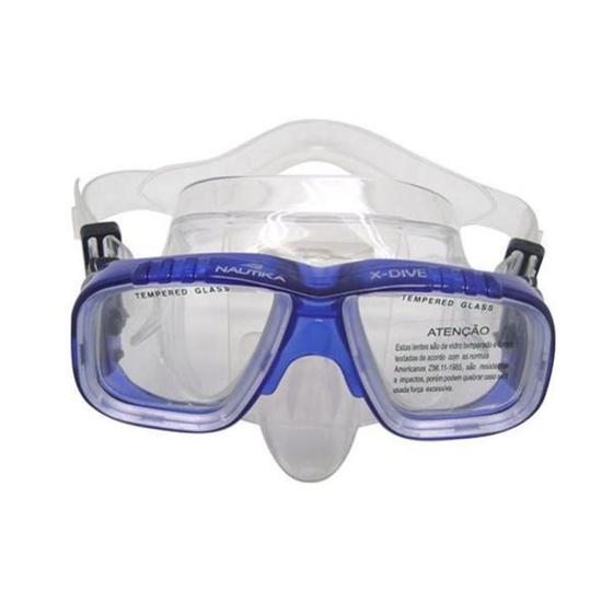 Imagem de Máscara de mergulho lente dupla e protetor nasal azul - X-DIVE - Nautika